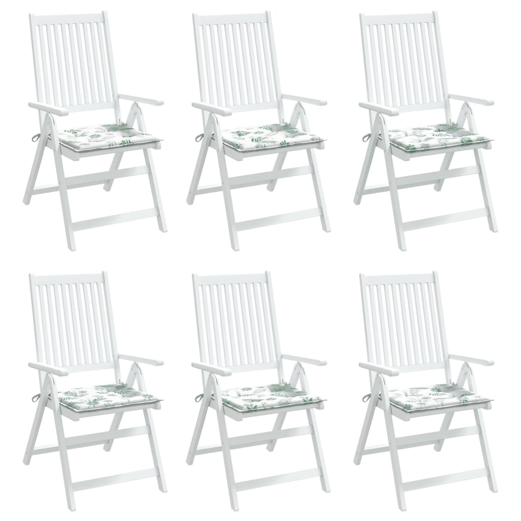 vidaXL Stuhlkissen 6 Stk. Blattmuster 40x40x3 cm Stoff