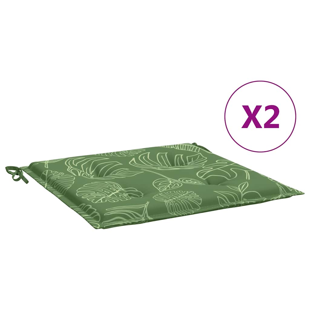 vidaXL Stuhlkissen 2 Stk. Blattmuster 40x40x4 cm Stoff