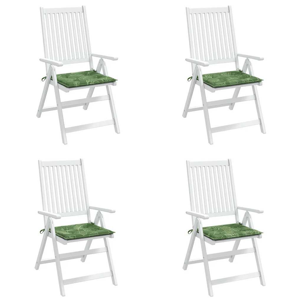 vidaXL Stuhlkissen 4 Stk. Blattmuster 40x40x4 cm Stoff
