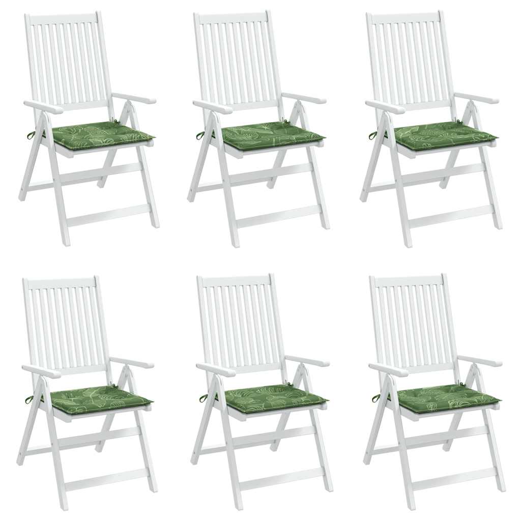 vidaXL Coussins de chaise 6 pcs Motif de feuilles 40x40x4 cm Tissu