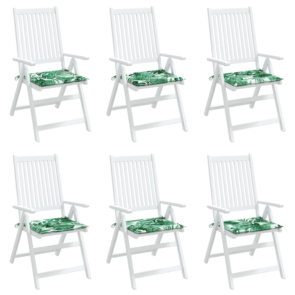 vidaXL Sitzkissen 6 Stk. Blattmuster 50x50x4 cm Stoff
