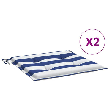 vidaXL Gartenstuhl-Kissen 2 Stk. Blau & Weiß Gestreift 50x50x4cm Stoff