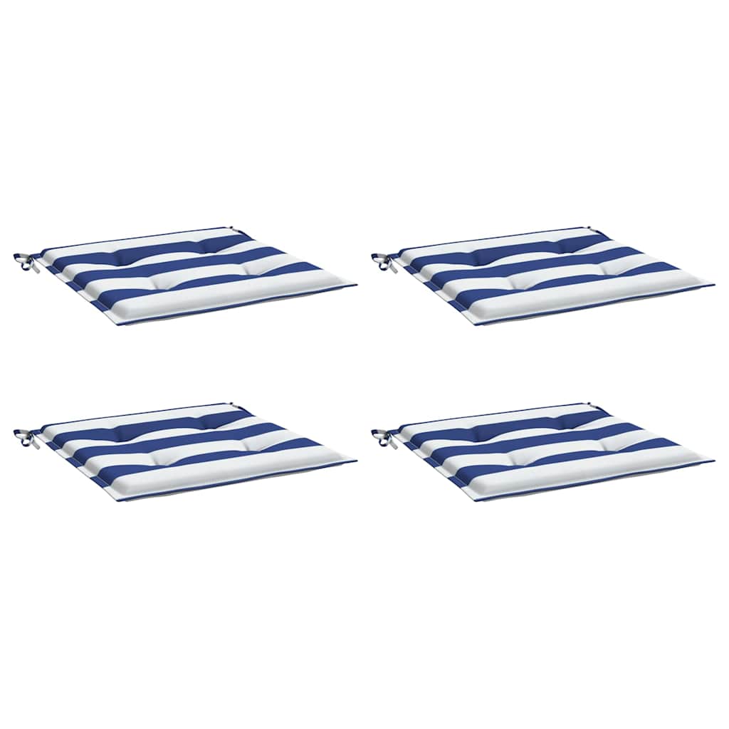 vidaXL Gartenstuhl-Kissen 4 Stk. Blau & Weiß Gestreift 50x50x4cm Stoff