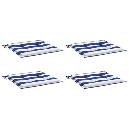 vidaXL Gartenstuhl-Kissen 4 Stk. Blau & Weiß Gestreift 50x50x4cm Stoff