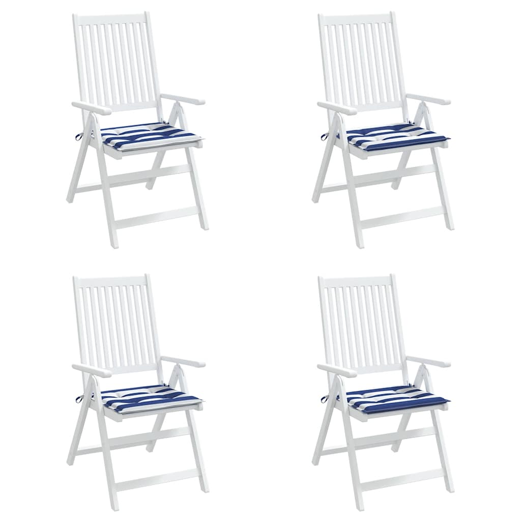 vidaXL Gartenstuhl-Kissen 4 Stk. Blau & Weiß Gestreift 50x50x4cm Stoff