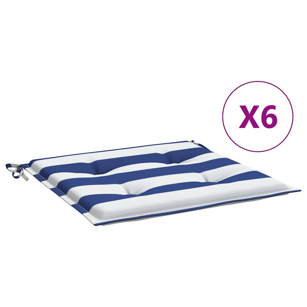 vidaXL Gartenstuhl-Kissen 6 Stk. Blau & Weiß Gestreift 50x50x4cm Stoff