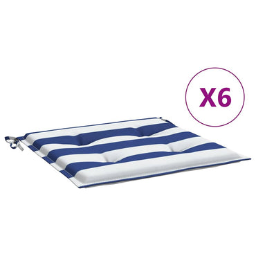 vidaXL Gartenstuhl-Kissen 6 Stk. Blau & Weiß Gestreift 50x50x4cm Stoff