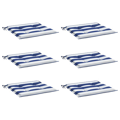 vidaXL Gartenstuhl-Kissen 6 Stk. Blau & Weiß Gestreift 50x50x4cm Stoff