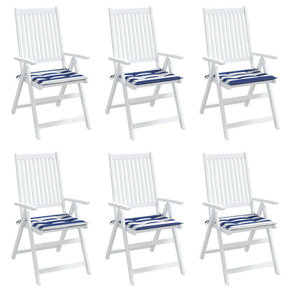 vidaXL Gartenstuhl-Kissen 6 Stk. Blau & Weiß Gestreift 50x50x4cm Stoff