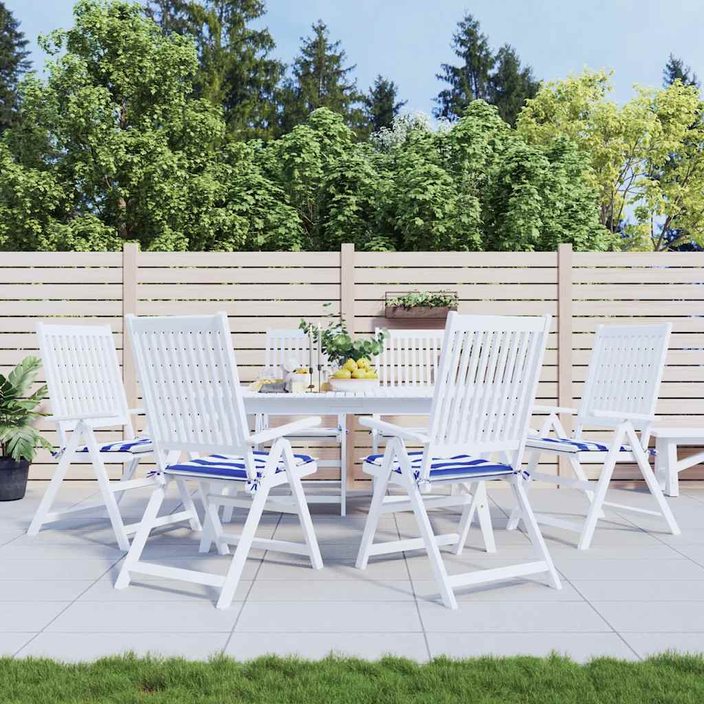 vidaXL Gartenstuhl-Kissen 6 Stk. Blau & Weiß Gestreift 50x50x4cm Stoff