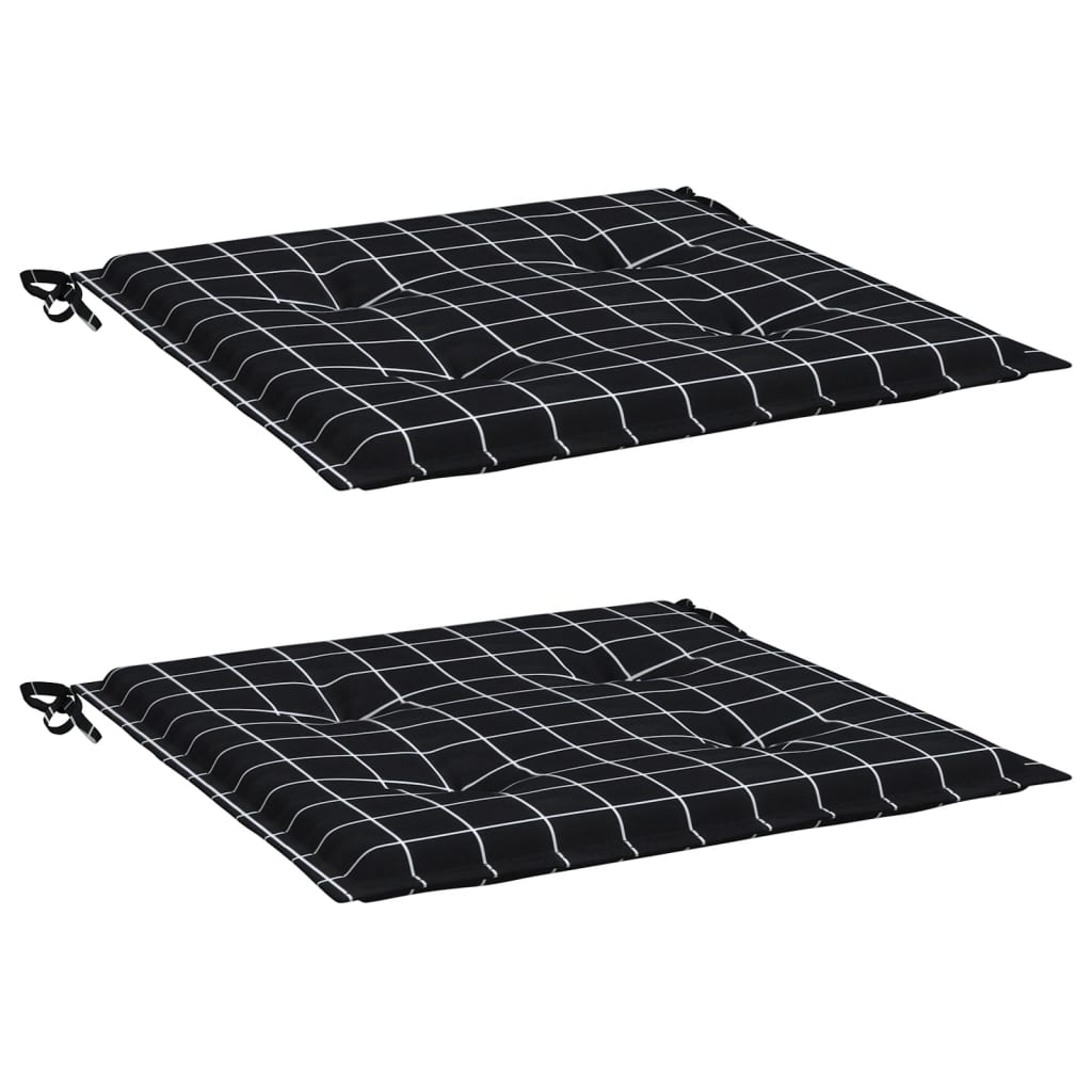 vidaXL Gartenstuhl-Kissen 2 Stk. Schwarz Karomuster 50x50x3 cm Stoff