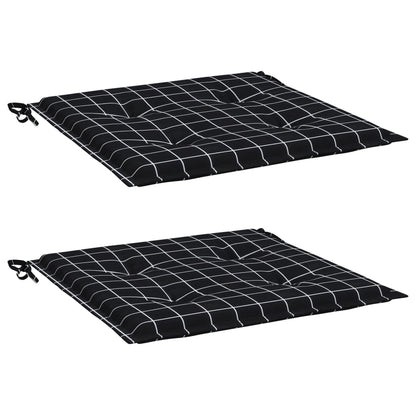 vidaXL Gartenstuhl-Kissen 2 Stk. Schwarz Karomuster 50x50x3 cm Stoff