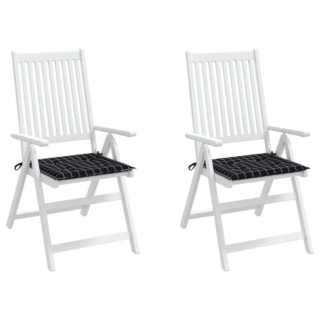 vidaXL Gartenstuhl-Kissen 2 Stk. Schwarz Karomuster 50x50x3 cm Stoff