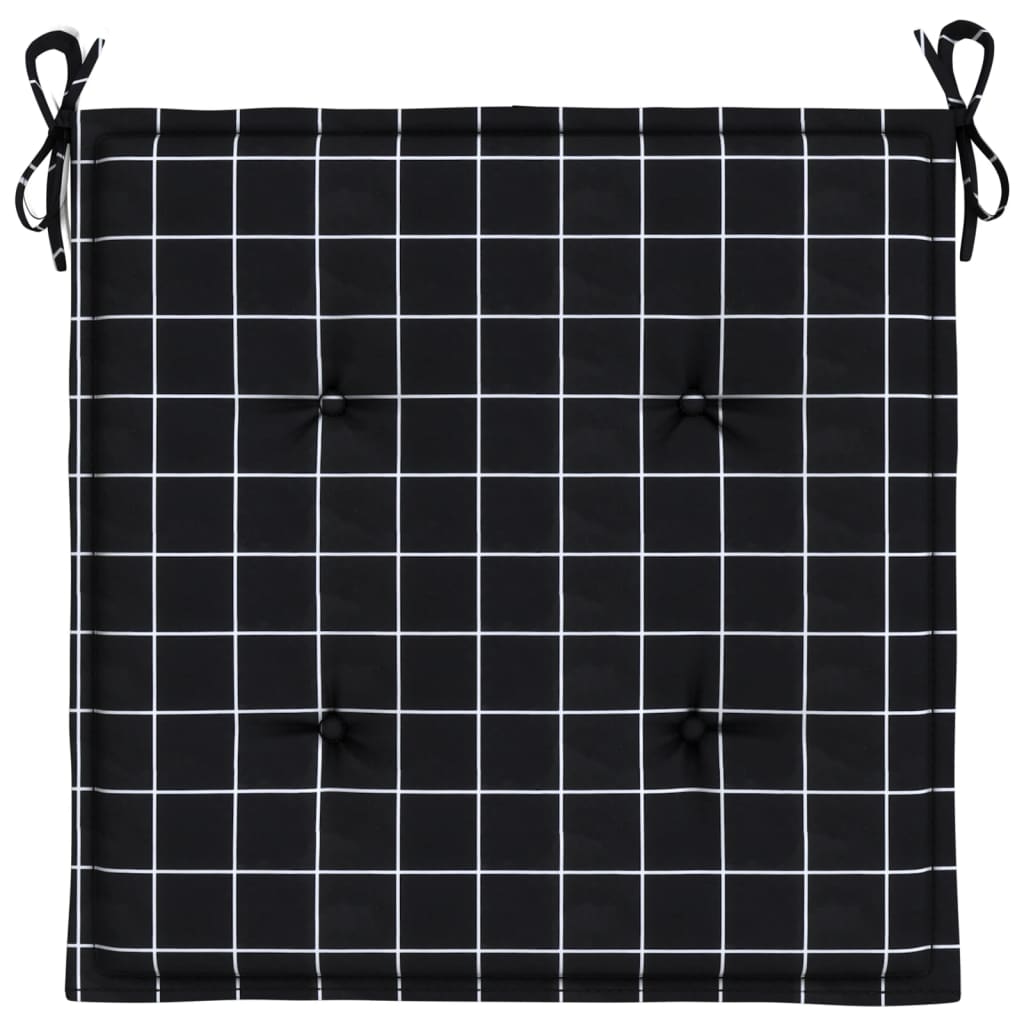 vidaXL Gartenstuhl-Kissen 2 Stk. Schwarz Karomuster 50x50x3 cm Stoff