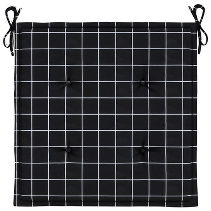 vidaXL Gartenstuhl-Kissen 2 Stk. Schwarz Karomuster 50x50x3 cm Stoff