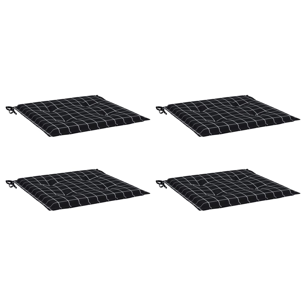 vidaXL Gartenstuhl-Kissen 4 Stk. Schwarz Karomuster 50x50x3 cm Stoff