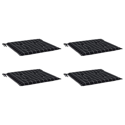vidaXL Gartenstuhl-Kissen 4 Stk. Schwarz Karomuster 50x50x3 cm Stoff