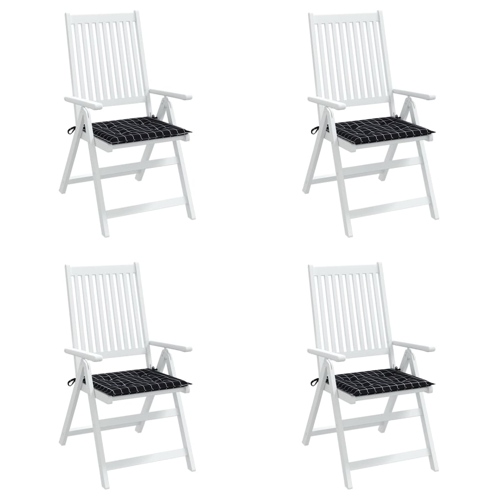 vidaXL Gartenstuhl-Kissen 4 Stk. Schwarz Karomuster 50x50x3 cm Stoff