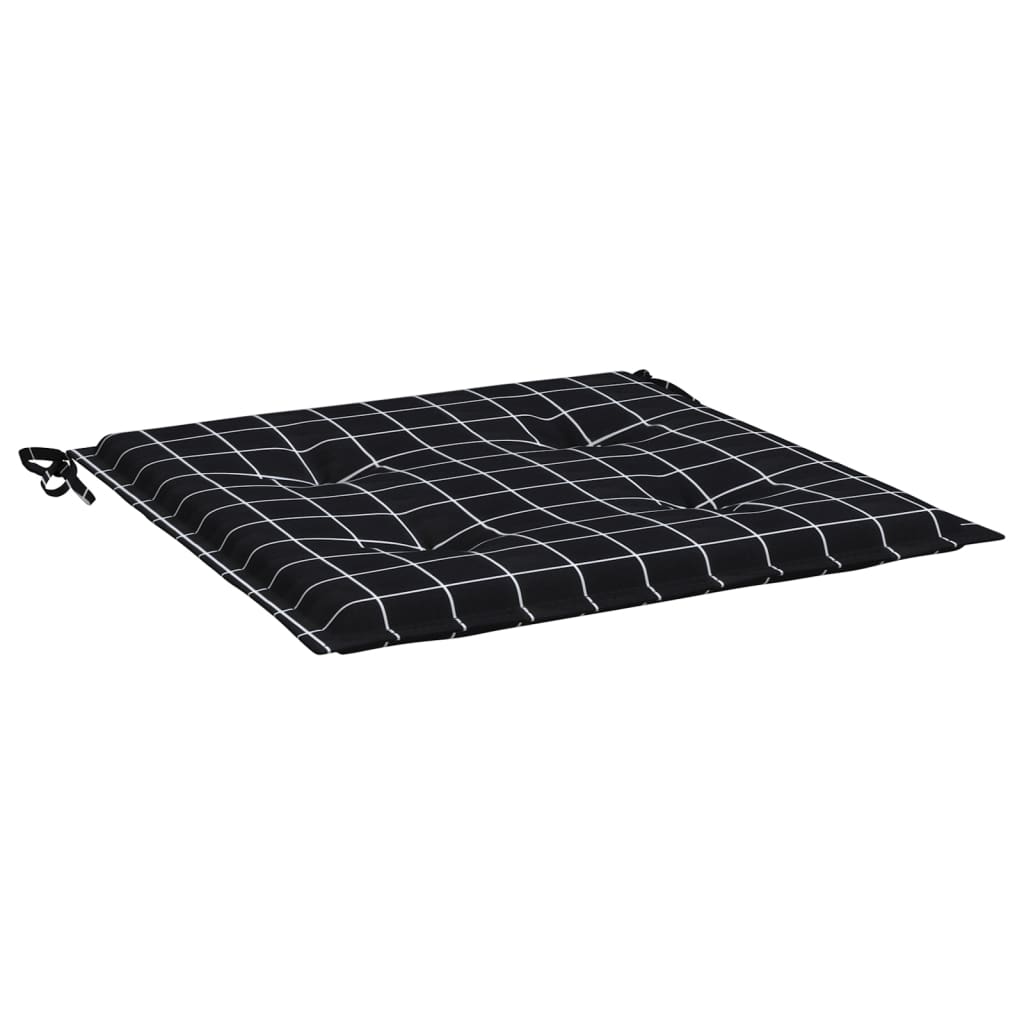 vidaXL Gartenstuhl-Kissen 4 Stk. Schwarz Karomuster 50x50x3 cm Stoff