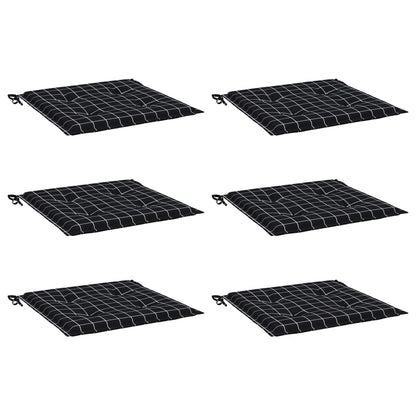 vidaXL Gartenstuhl-Kissen 6 Stk. Schwarz Karomuster 50x50x3 cm Stoff