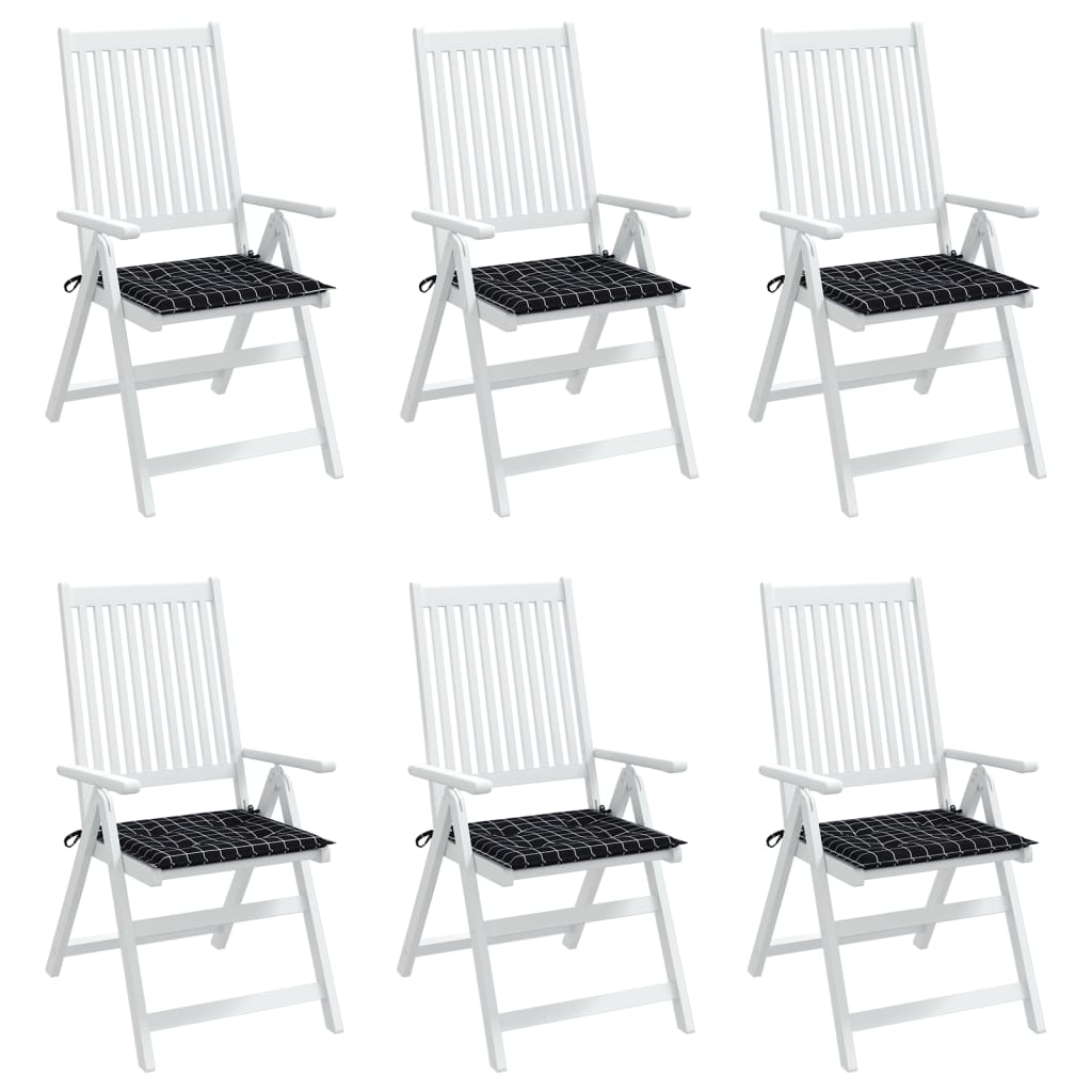 vidaXL Gartenstuhl-Kissen 6 Stk. Schwarz Karomuster 50x50x3 cm Stoff
