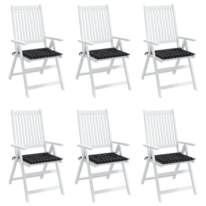 vidaXL Gartenstuhl-Kissen 6 Stk. Schwarz Karomuster 50x50x3 cm Stoff