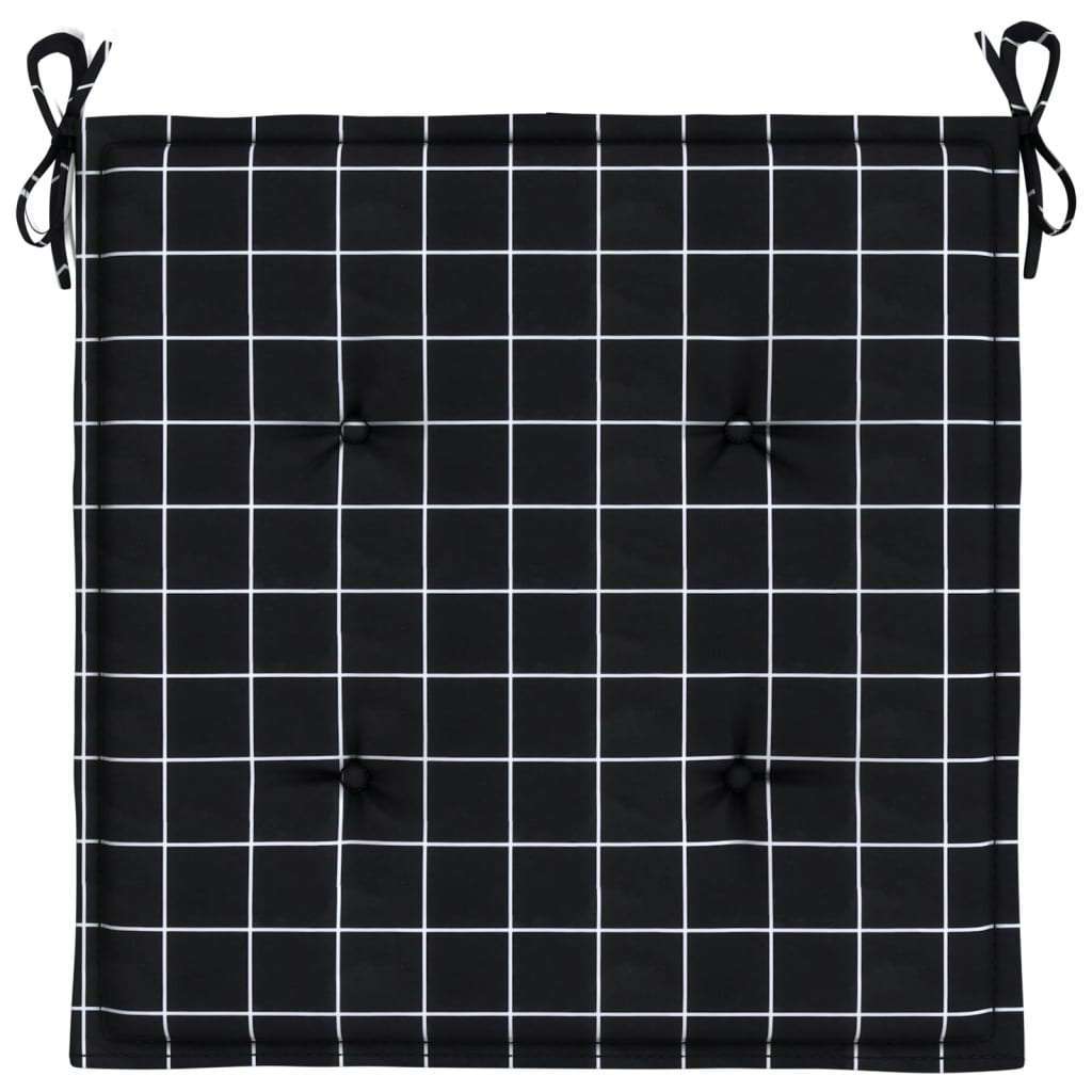vidaXL Gartenstuhl-Kissen 6 Stk. Schwarz Karomuster 50x50x3 cm Stoff