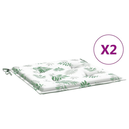 vidaXL Sitzkissen 2 Stk. Blattmuster 50x50x3 cm Stoff