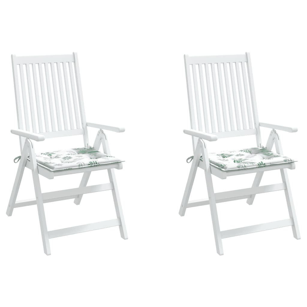 vidaXL Sitzkissen 2 Stk. Blattmuster 50x50x3 cm Stoff