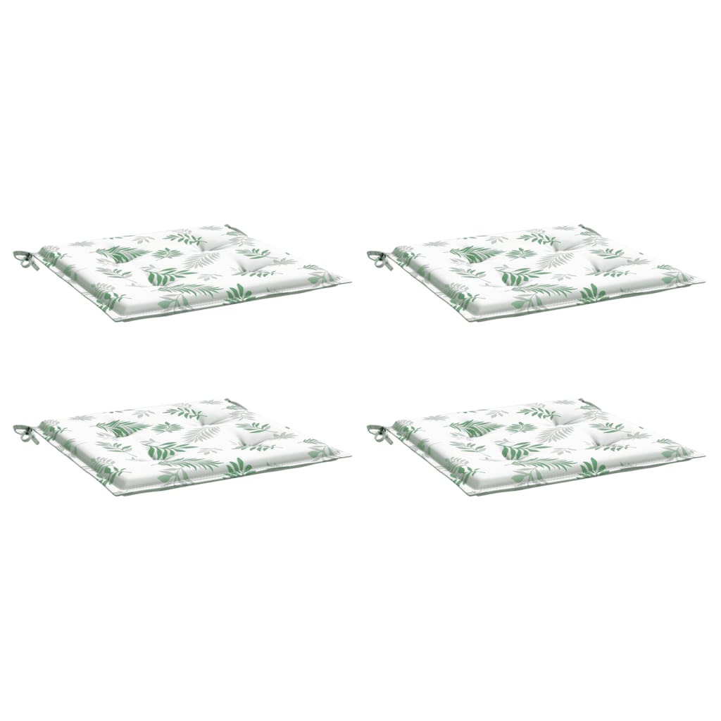 vidaXL Coussins de chaise 4 pcs Motif feuilles 50x50x3 cm Tissu