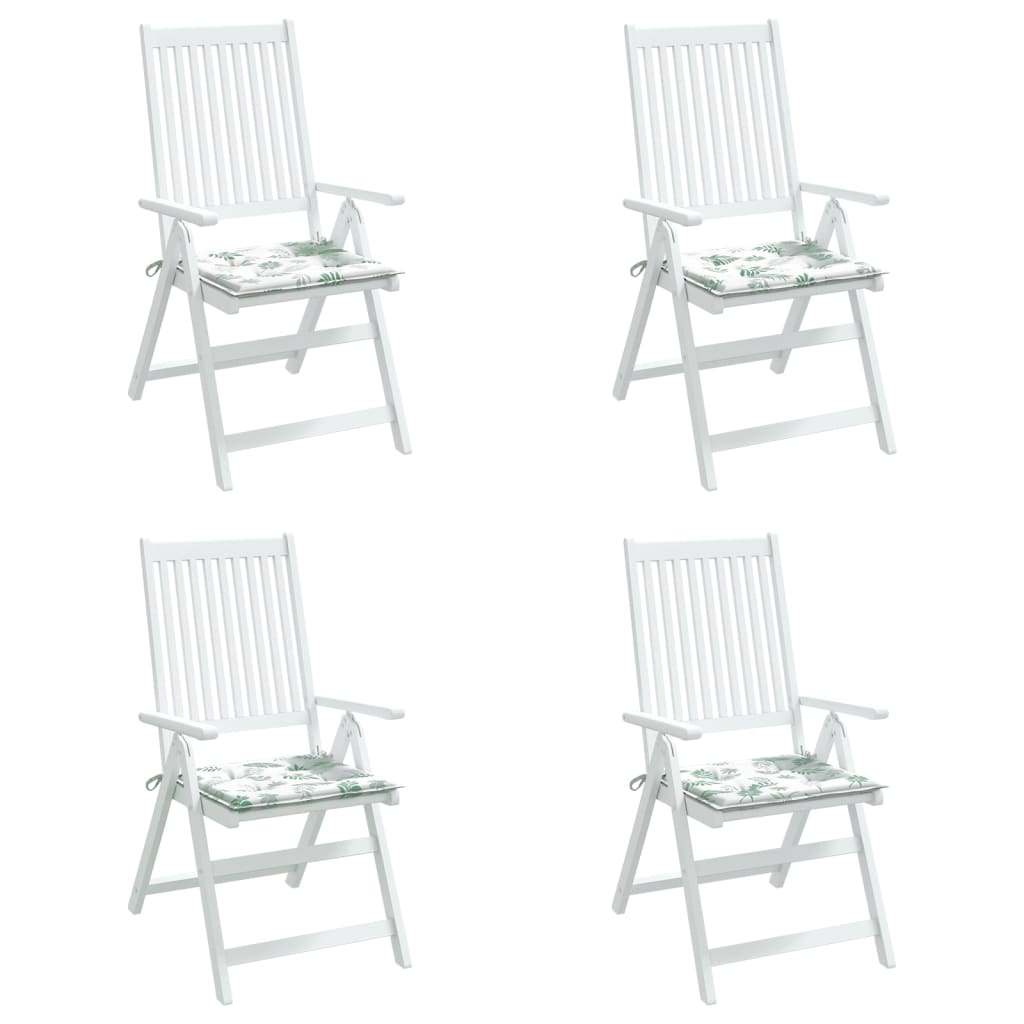 vidaXL Coussins de chaise 4 pcs Motif feuilles 50x50x3 cm Tissu