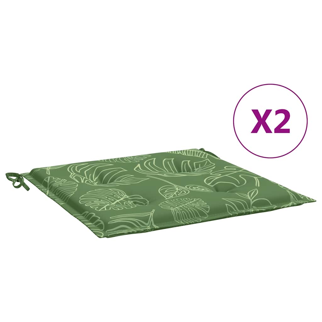 vidaXL Sitzkissen 2 Stk. Blattmuster 50x50x4 cm Stoff
