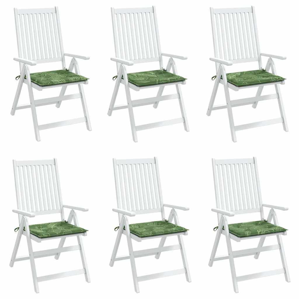 vidaXL Sitzkissen 6 Stk. Blattmuster 50x50x4 cm Stoff