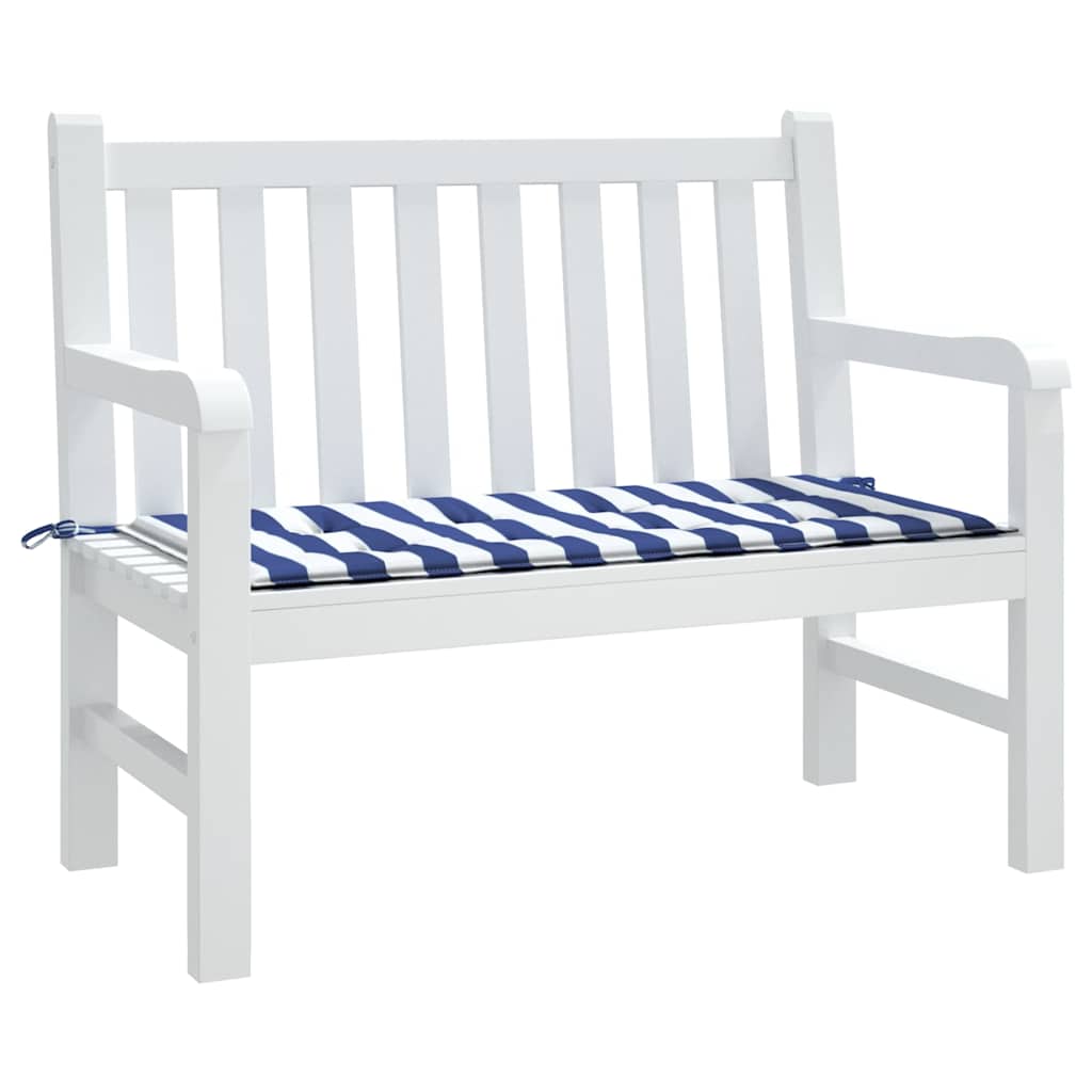 vidaXL Coussin de banc de jardin rayé bleu et blanc 120x50x4 cm en tissu Oxford
