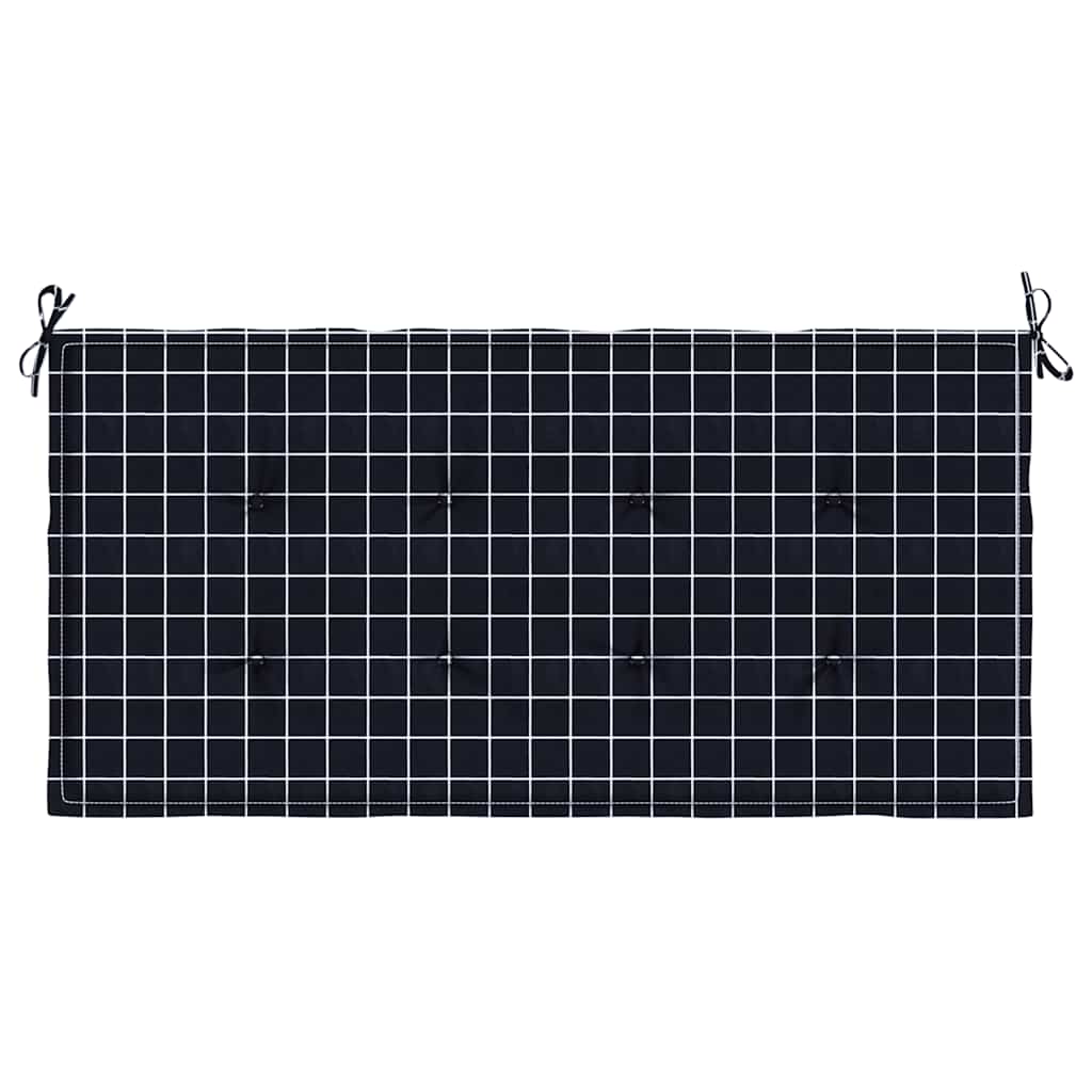 vidaXL Coussin de banc de jardin noir à carreaux 120x50x4 cm Tissu Oxford