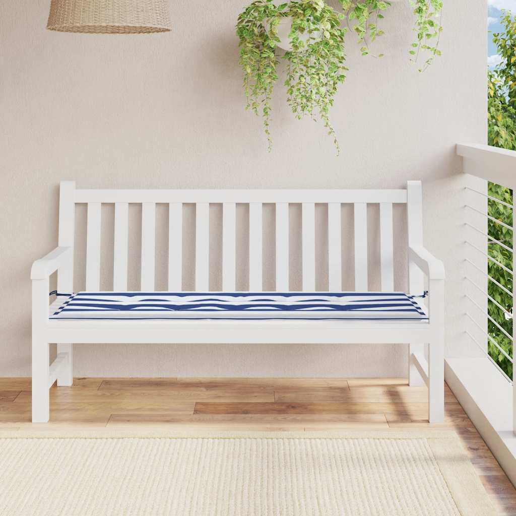 vidaXL Gartenbank-Auflage Blau&Weiß Gestreift 150x50x4cm Oxford-Gewebe