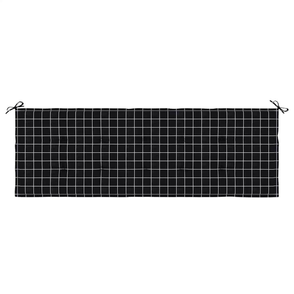 vidaXL Coussin de banc de jardin noir à carreaux 150x50x4 cm en tissu Oxford