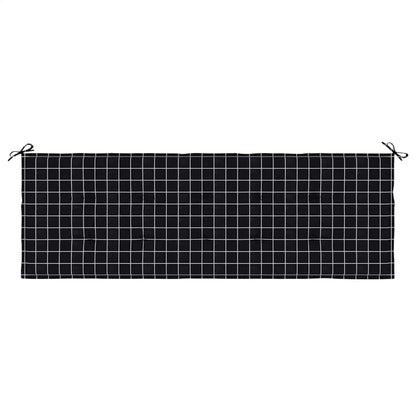 vidaXL Coussin de banc de jardin noir à carreaux 150x50x4 cm en tissu Oxford