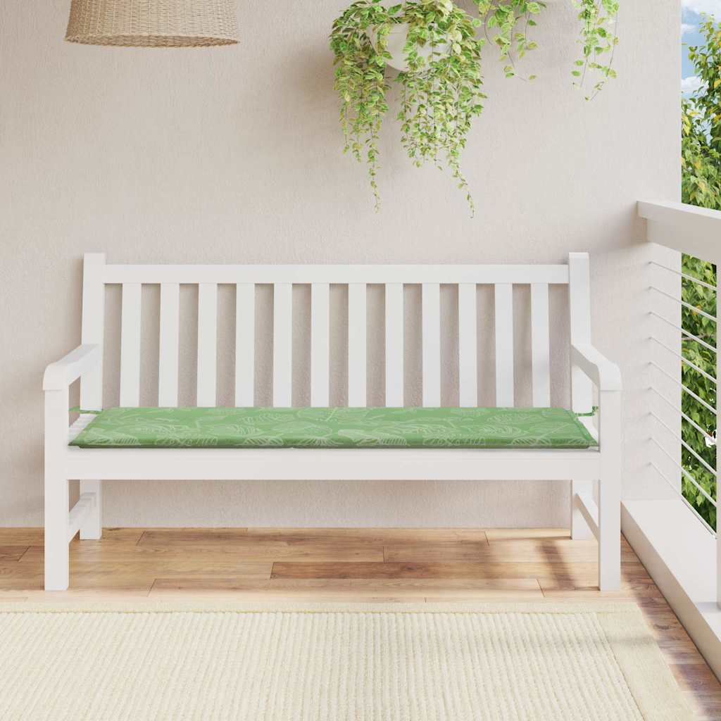 vidaXL Coussin de banc de jardin motif feuilles 150x50x4 cm Tissu Oxford