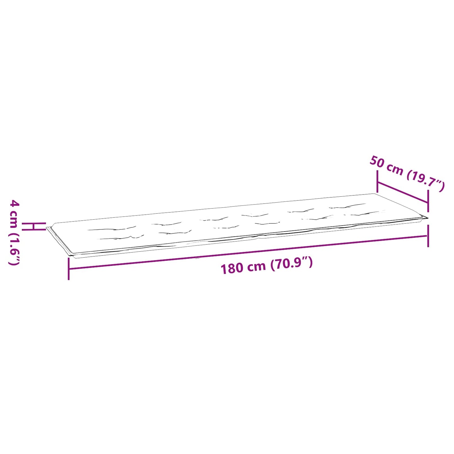 vidaXL Bankpolster Schwarz kariert 150 x 50 x 3 cm Oxford-Stoff