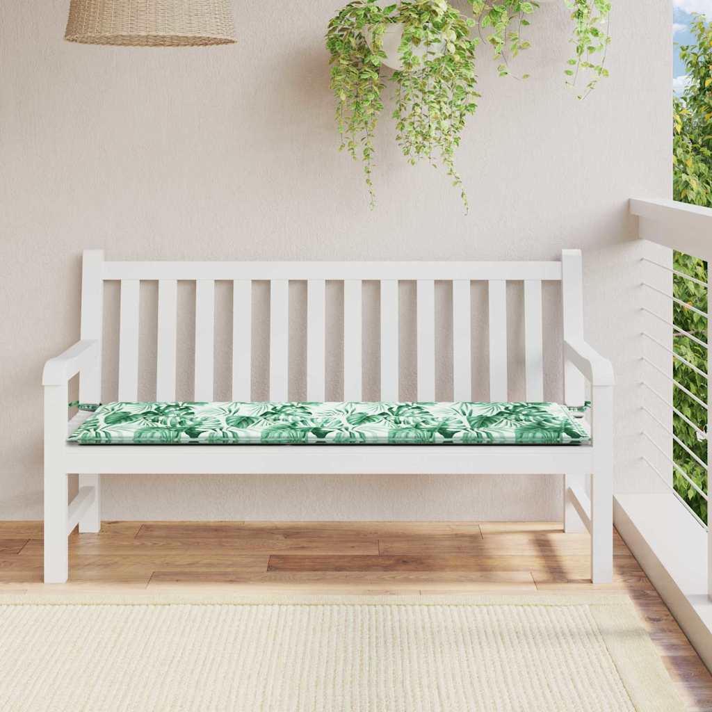 vidaXL Coussin de banc motif feuilles 200 x 50 x 3 cm tissu Oxford
