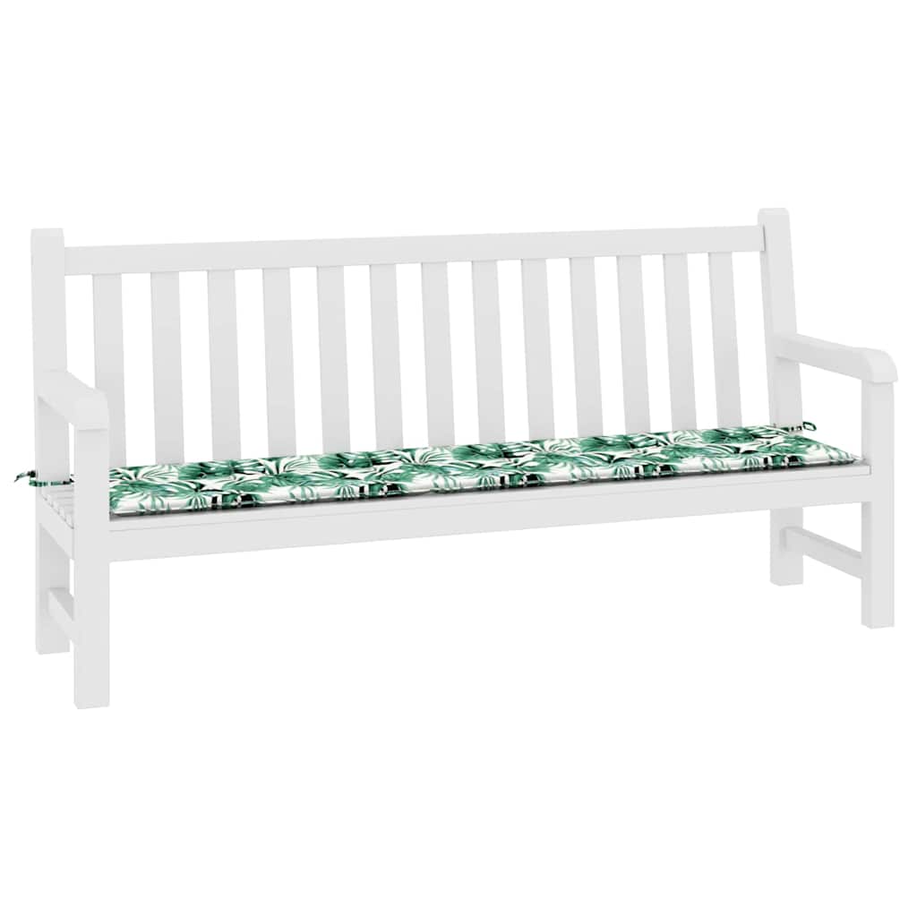 vidaXL Coussin de banc motif feuilles 200 x 50 x 3 cm tissu Oxford