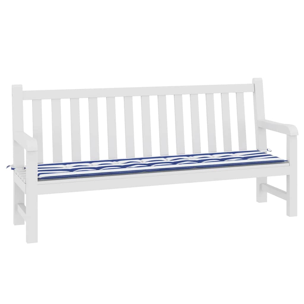 vidaXL Coussin de banc de jardin rayé bleu et blanc 200x50x4 cm Tissu