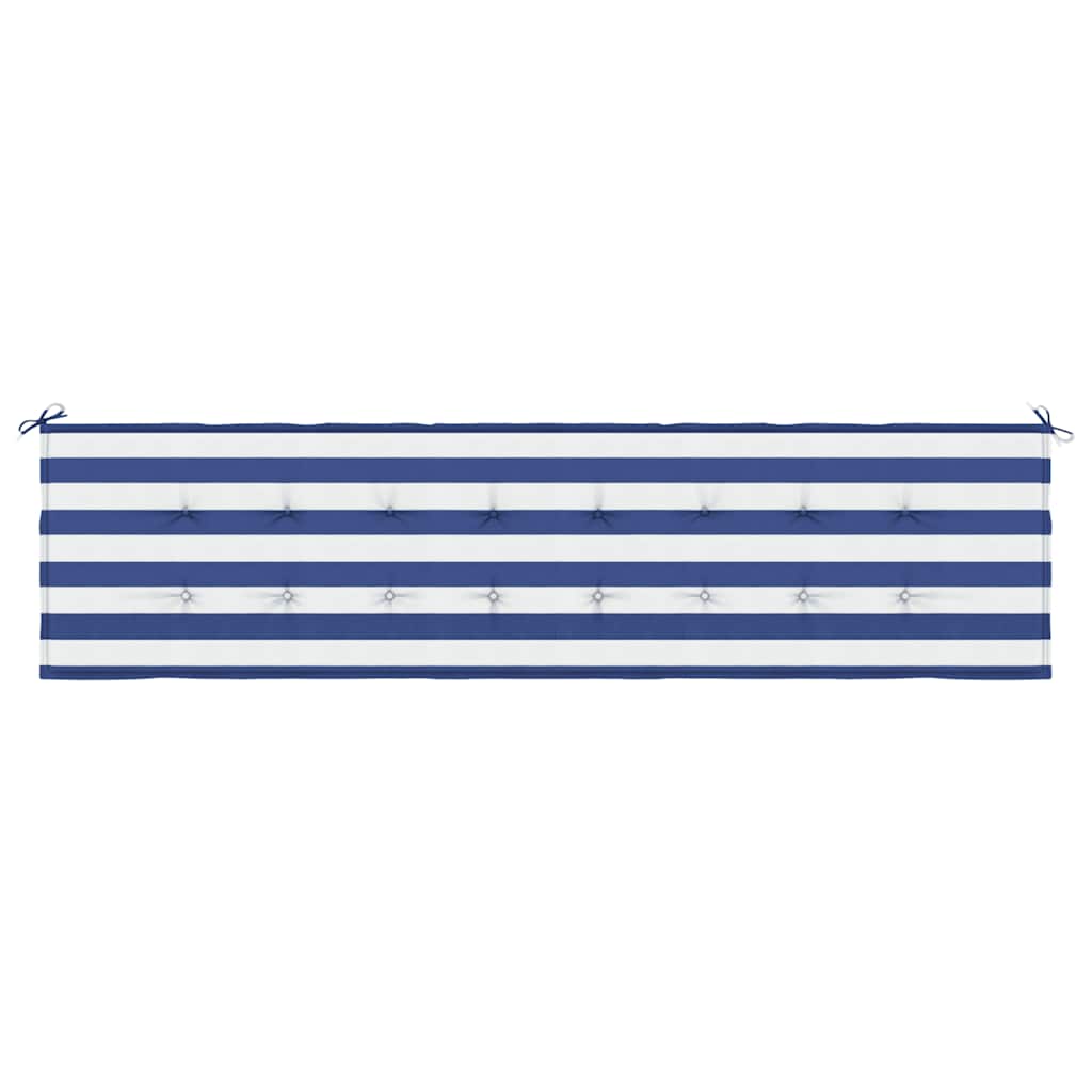 vidaXL Coussin de banc de jardin rayé bleu et blanc 200x50x4 cm Tissu