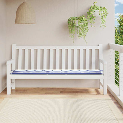 vidaXL Coussin de banc de jardin rayé bleu et blanc 200x50x4 cm Tissu