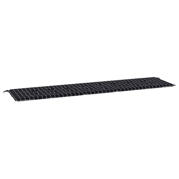 vidaXL Coussin de banc de jardin noir à motif à carreaux 200x50x4 cm tissu