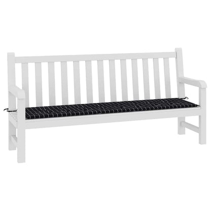 Gartenbank-Auflage Schwarz Karomuster 200x50x4 cm Stoff