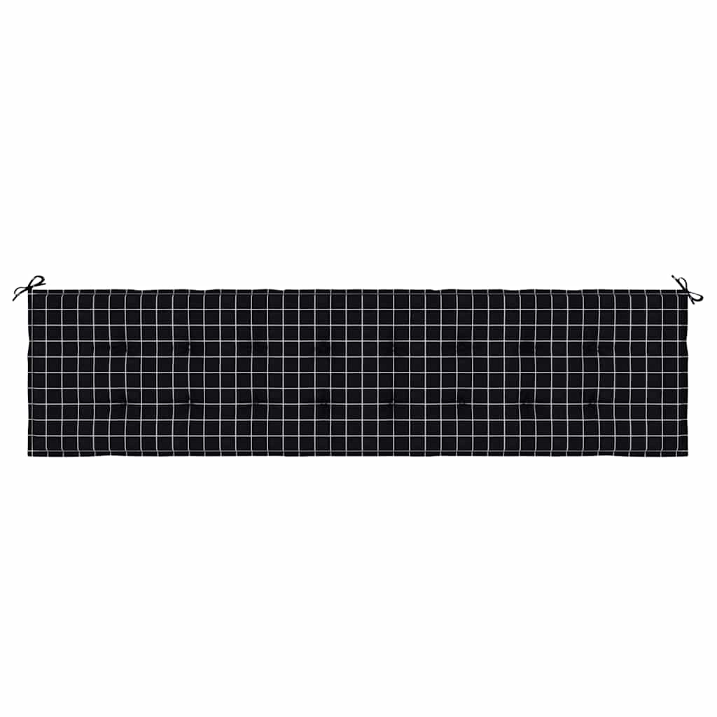 vidaXL Coussin de banc de jardin noir à motif à carreaux 200x50x4 cm tissu