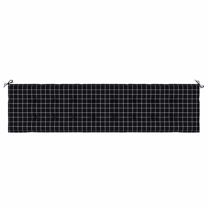 vidaXL Coussin de banc de jardin noir à motif à carreaux 200x50x4 cm tissu