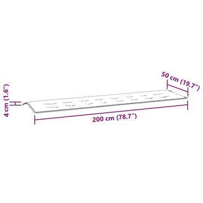 vidaXL Coussin de banc de jardin multicolore 200x50x4 cm Tissu